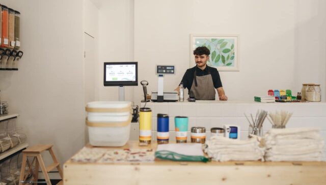 man behind the counter