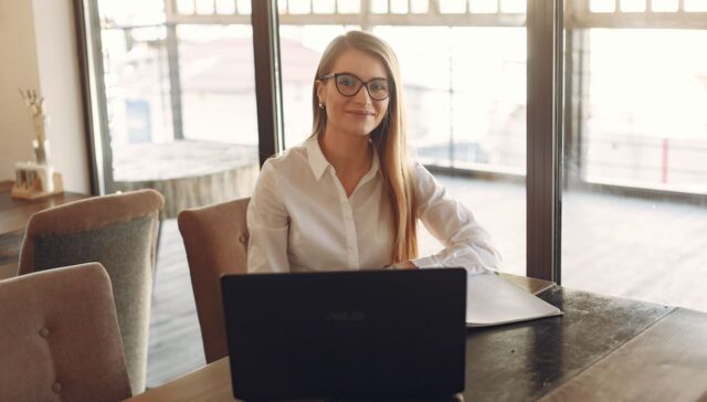 woman working on laptop