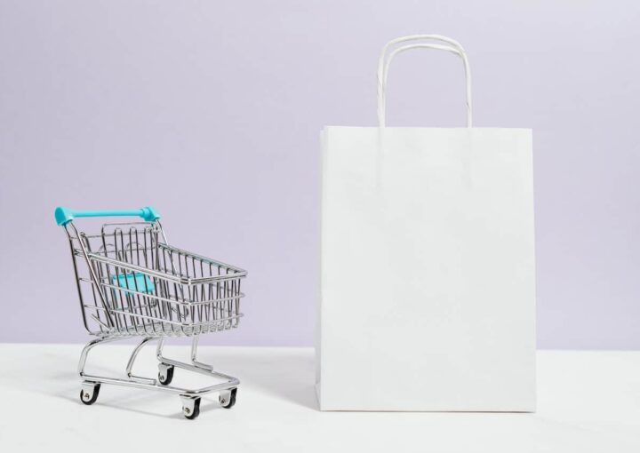 cart and paper bag