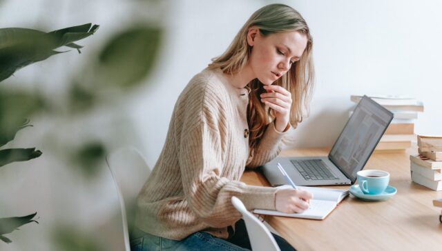woman using laptop