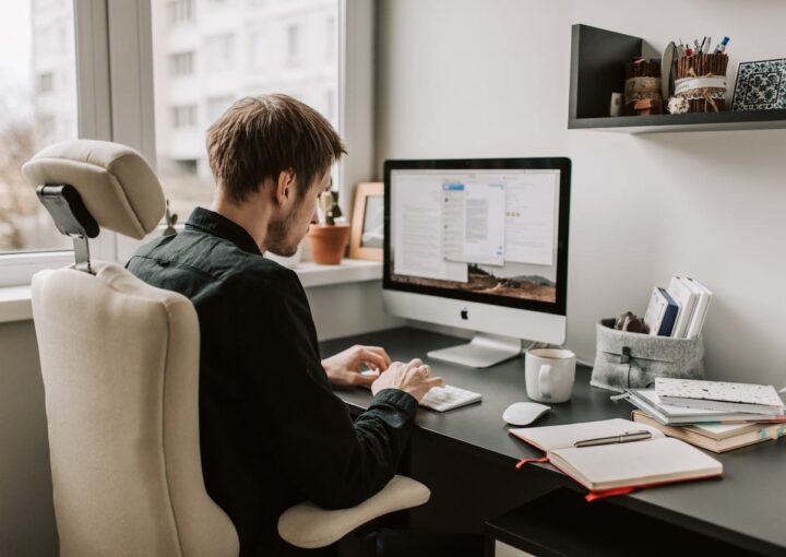man working on computer