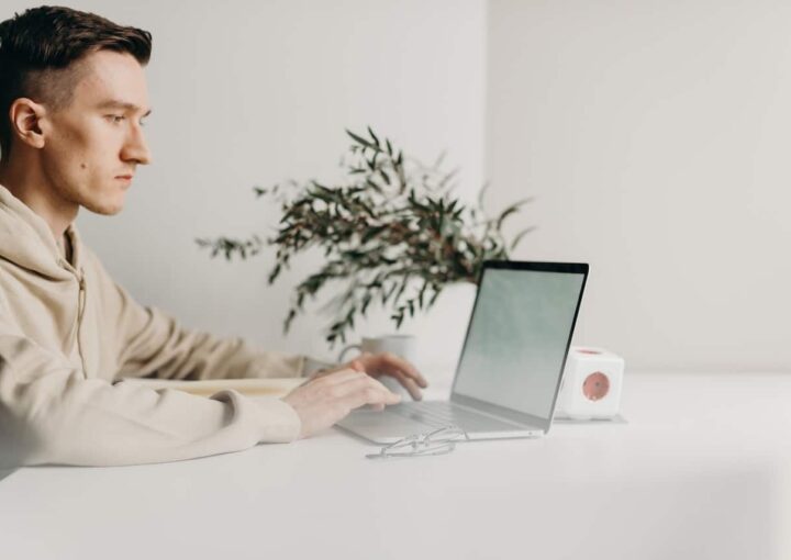 man using laptop